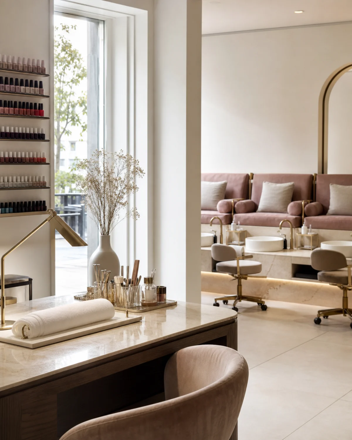 Intérieur lumineux et raffiné du salon Ongles Techniques à Montréal